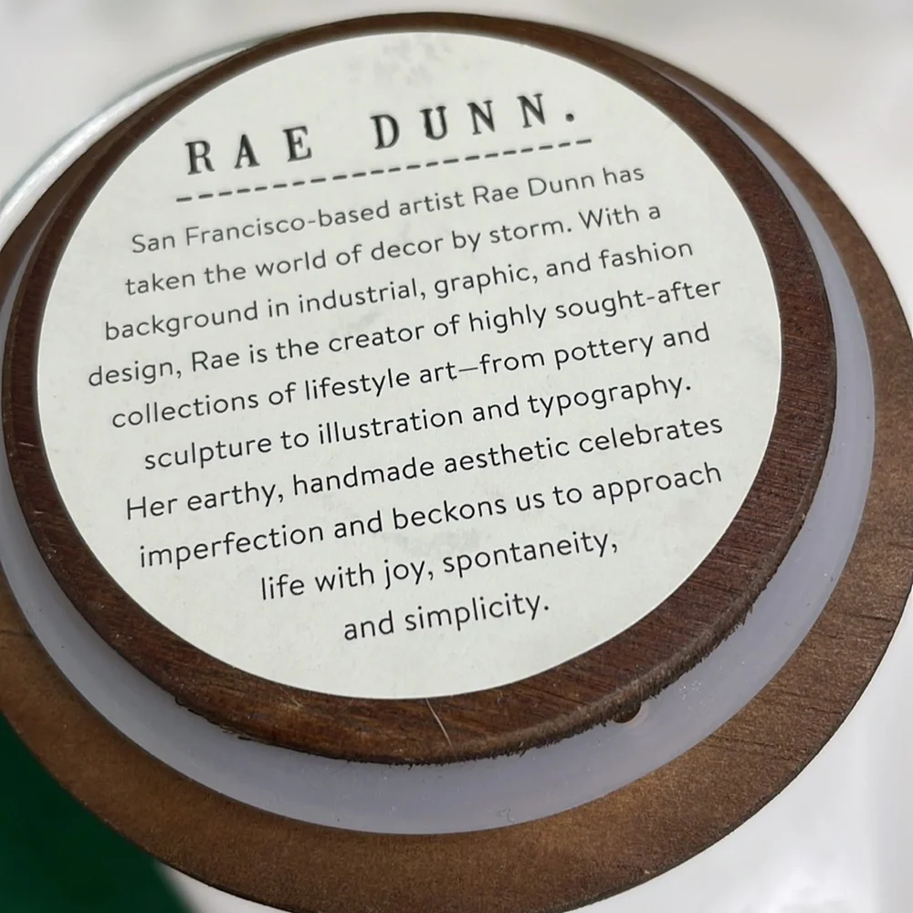 RAE DUNN Hair Ties Glass Container with Wood Lid NWT